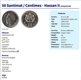 1974 Morocco 50 Centimes Maroc lions pentagram Rabat Fez coin pendant Maghrebi Arabic Derdja Berber moors Gnawa Africa Barbary Hassaniya n002235