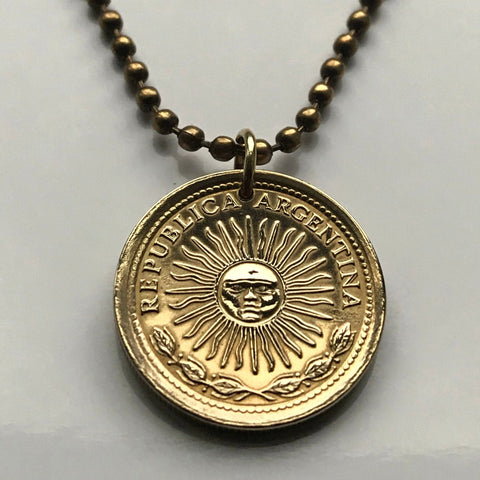 1976 Argentina 5 Pesos coin pendant Sol de Mayo Buenos Aires Mar del Plata Tucumán Santa Fe Mataderos Quilmes Puerto Madero La Plata n003077