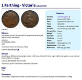 1854 United Kingdom 1 Farthing Queen Victoria Britannia Regina coin pendant England Yorkshire Leeds Scotland Wales Ireland British n002237a