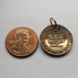 1972 to 1993 Germany 2 Pfennig coin pendant German oak Deutschland Bavaria Berlin Munich seed garden planting blossom tree plant n000431
