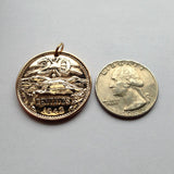 1944 Mexico 20 Centavos coin pendant Pirámide del Sol Teotihuacán Tzacualli Calzada de los Muertos Toltecs Edomex Cerro Gordo Aztecas n000534