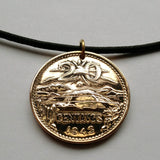 1944 Mexico 20 Centavos coin pendant Pirámide del Sol Teotihuacán Tzacualli Calzada de los Muertos Toltecs Edomex Cerro Gordo Aztecas n000534
