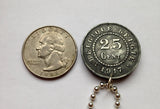 1916 Belgium 25 Centimes coin pendant Belgian lion Brussels Antwerp Mons Flanders Flemish Hasselt Kortrijk Ostend Dinant Ardennes WWI n000439