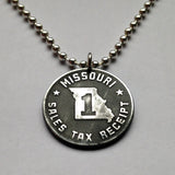 antique USA Missouri 1 Mill Sales Tax Receipt Tax token coin pendant necklace payment Jefferson City Kansas City World War 2 era n001360