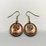 Australia 1 Cent coin earrings Feather-tailed Glider Pygmy Gliding Possum Sydney Melbourne Perth Canberra Brisbane Adelaide Darwin Queensland Victoria Hobart Palmerston land down under Tasmania Townsville Alice Springs Gold Coast New South Wales e000005