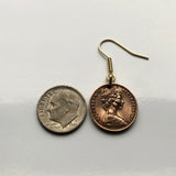 Australia 1 Cent coin earrings Feather-tailed Glider Pygmy Gliding Possum Sydney Melbourne Perth Canberra Brisbane Adelaide Darwin Queensland Victoria Hobart Palmerston land down under Tasmania Townsville Alice Springs Gold Coast New South Wales e000005