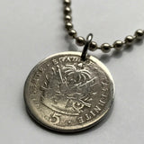 1905 Haiti 5 Centimes coin pendant Haitian Port-au-Prince flags caribbean island coat of arms Hispaniola French Creole France n001357