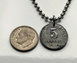 1917 Deutschland Deutschland 5 Pfennig Münzanhänger Deutscher Adler Berlin Hamburg Düsseldorf Dortmund Essen Leipzig Bremen Dresden Sachsen 1. Weltkrieg n000283