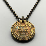 MBTA Massachusetts Bay Transportation Authority Subway train transit T Token coin pendant Boston Massachusetts initial T necklace n001072