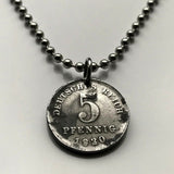 1917 Deutschland Deutschland 5 Pfennig Münzanhänger Deutscher Adler Berlin Hamburg Düsseldorf Dortmund Essen Leipzig Bremen Dresden Sachsen 1. Weltkrieg n000283