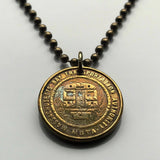 MBTA Massachusetts Bay Transportation Authority Subway train transit T Token coin pendant Boston Massachusetts initial T necklace n001072